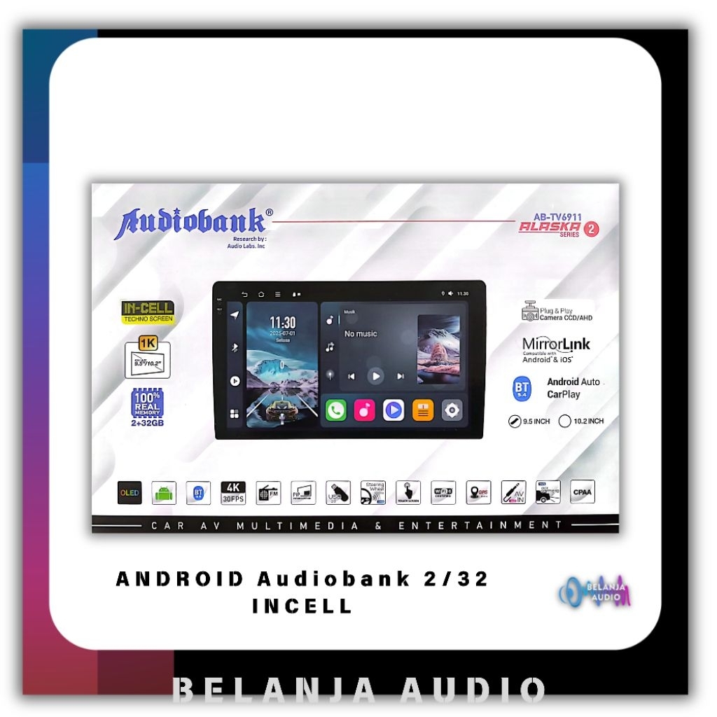 Head Unit Android JEC AUDIOBANK 2/32 IPS 9 INCH