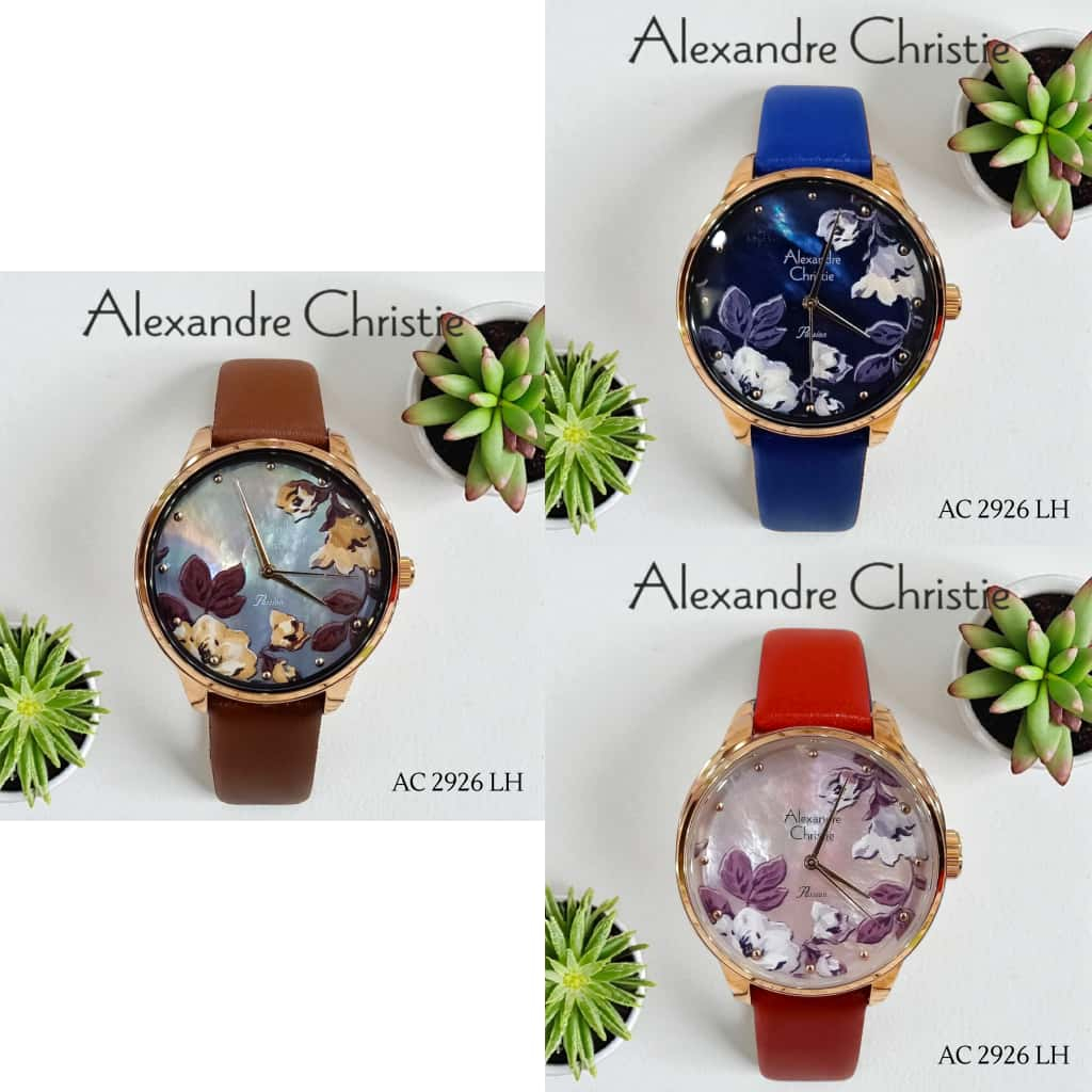 Alexandre Christie Jam Tangan Wanita AC2926LH Tali Kulit Water Resistant 3 ATM Indikator Hari Diamet