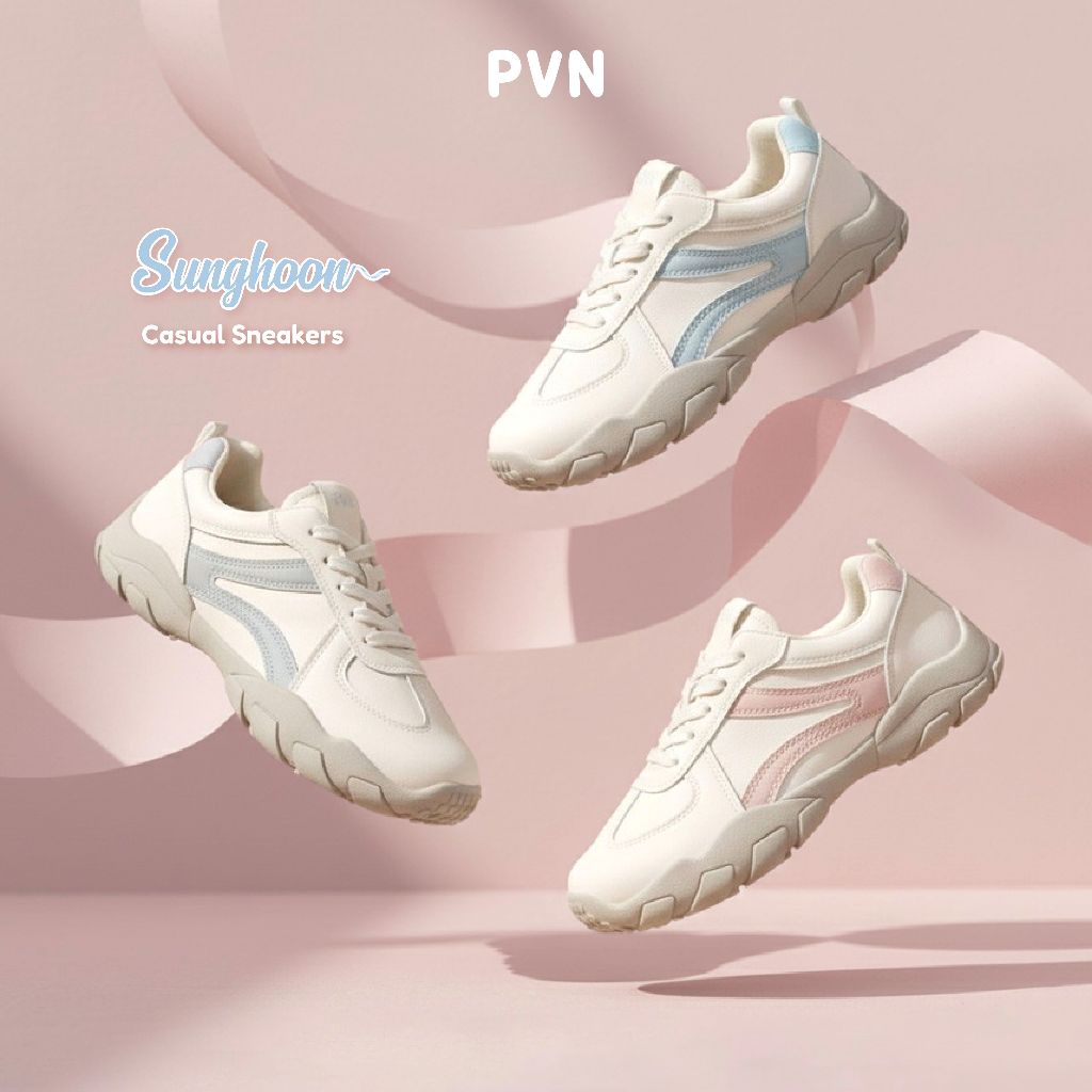 PVN Sunghoon Sepatu Sneakers Olahraga Wanita Sport Shoes Blue Grey Pink 502