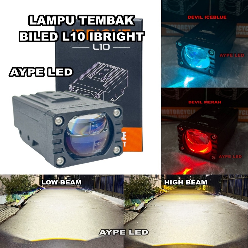 Lampu Tembak Biled L10 Gepeng Bluelens Kipas Pendingin High lo Cahaya Biled Devil Eyes L10 Ibright