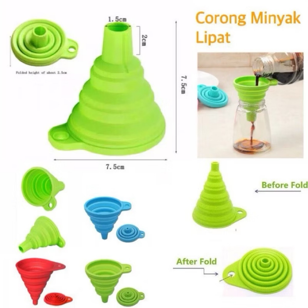 (GROSIRAN) Corong Minyak / Air Silikon Fleksibel bisa dilipat