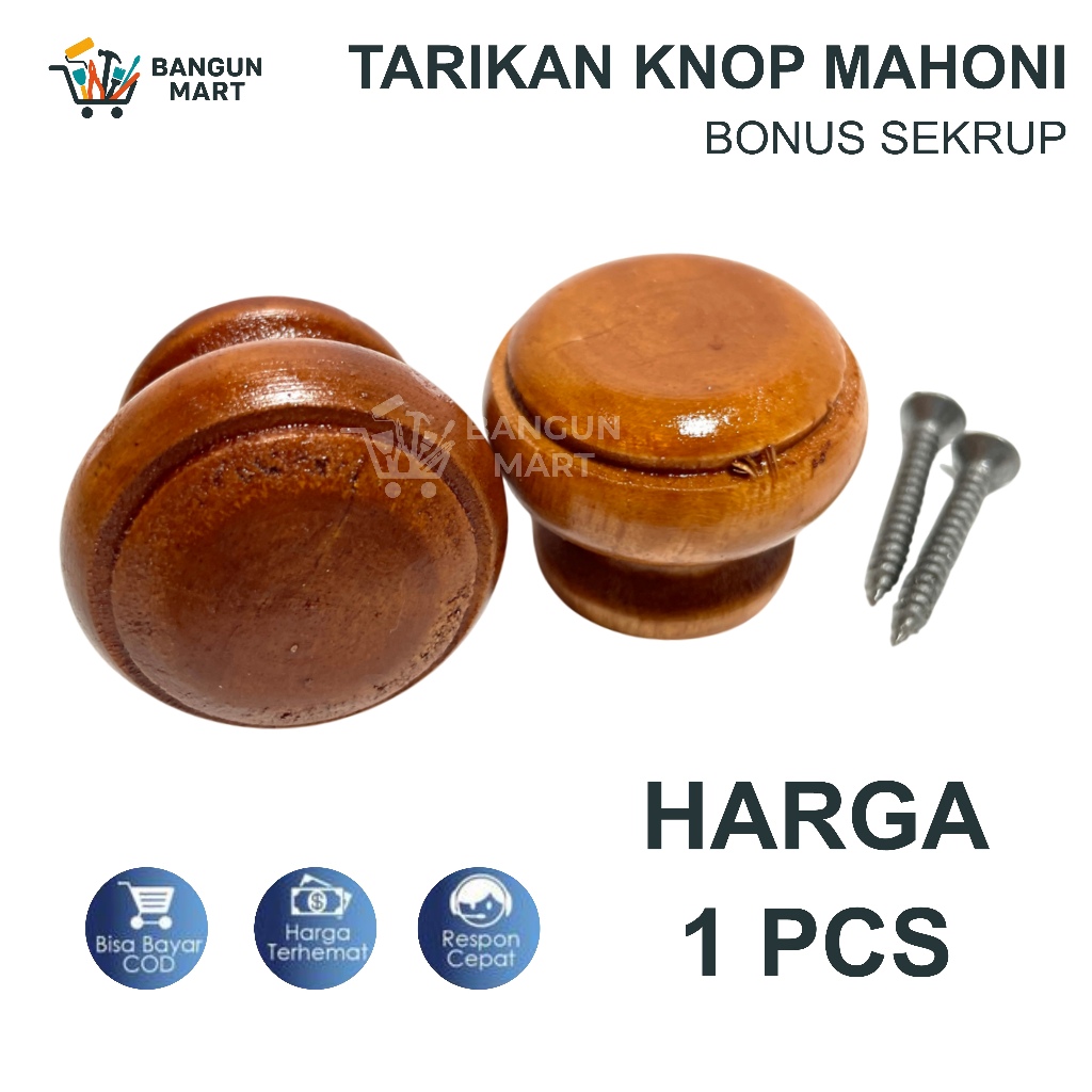 Knop kayu jati tarikan laci mahony / kenob kunci laci handle tarikan coklat kayu cokelat corak peran