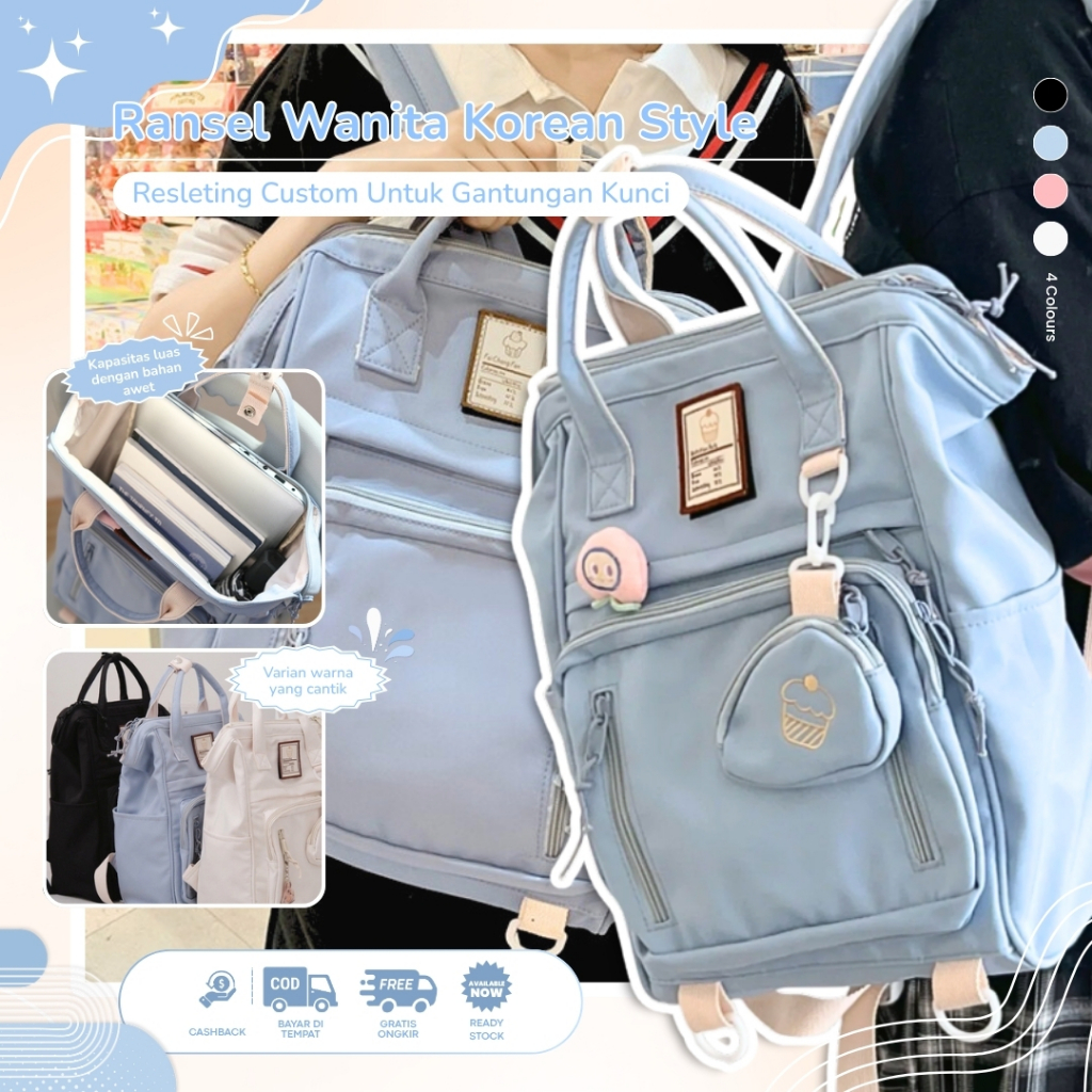 ready Ymeet backpack korea sma wanita tas sekolah ransel Fashion waterproof laptop backpack Jepang r