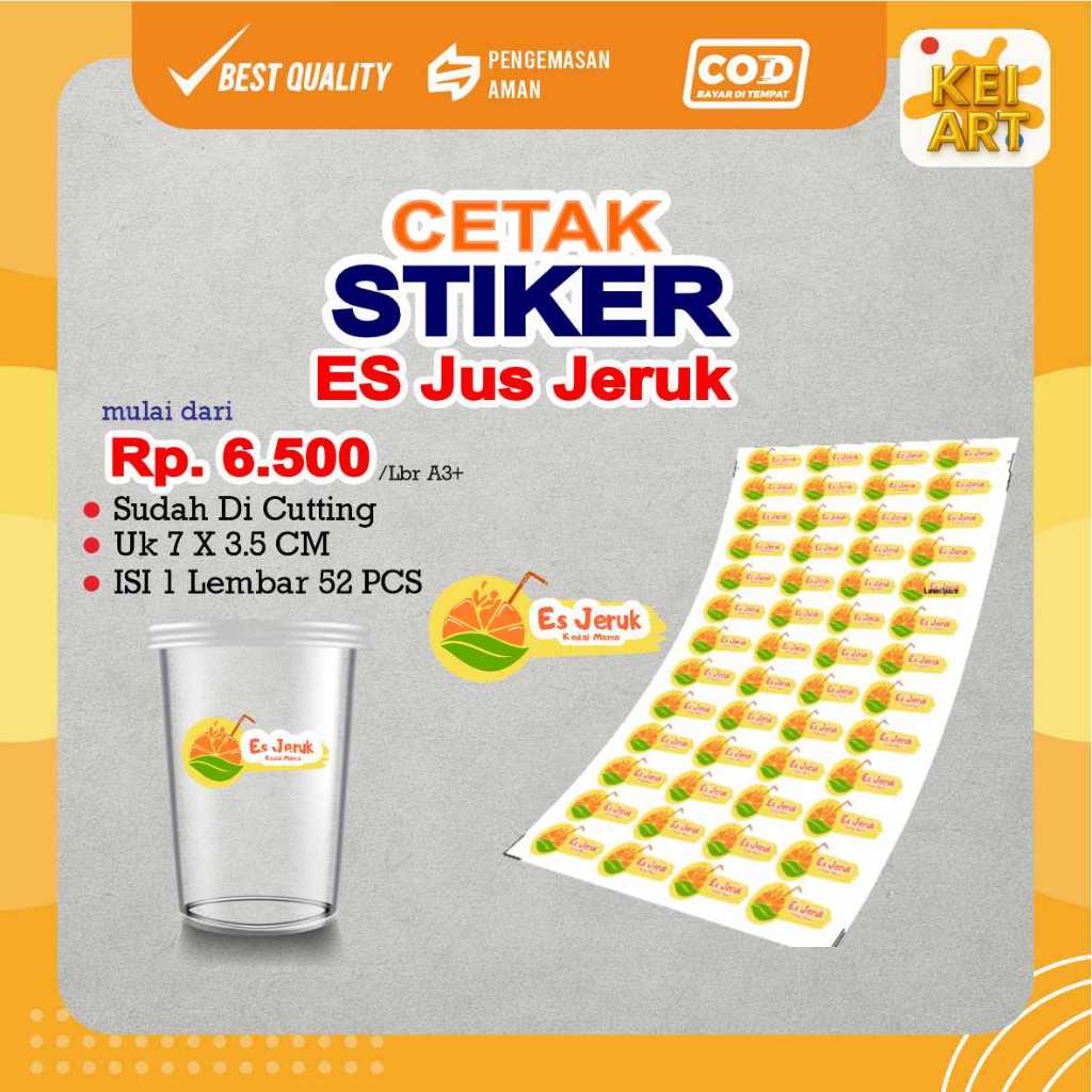 CETAK STIKER ES JERUK / STIKER CUP ES VIRAL / STIKER LABEL MINUMAN CUP
