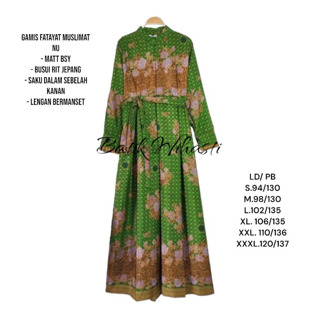 GAMIS MUSLIMAT NU BAHAN SEMI SUTRA GAMIS NU