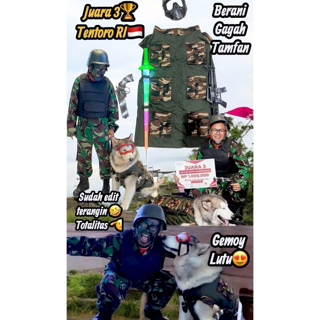 |Migo Custom 59| Juara Lomba FashionShow Baju Seragam Rompi Loreng Tentoro Army / Pakaian AnaBul Kuc