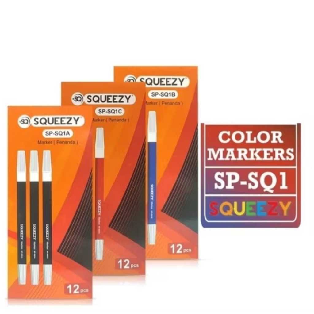 Spidol Marker Squeezy SP-SQ1 Spidol Kecil Squeezy isi 12 pcs  - Hitam