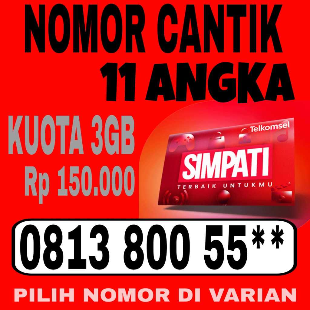 Nomor cantik simpati 11 digit kartu perdana Telkomsel prabayar suport jaringan 5G