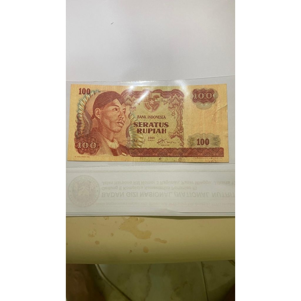 Uang kuno 100 Rupiah Soedirman bagus