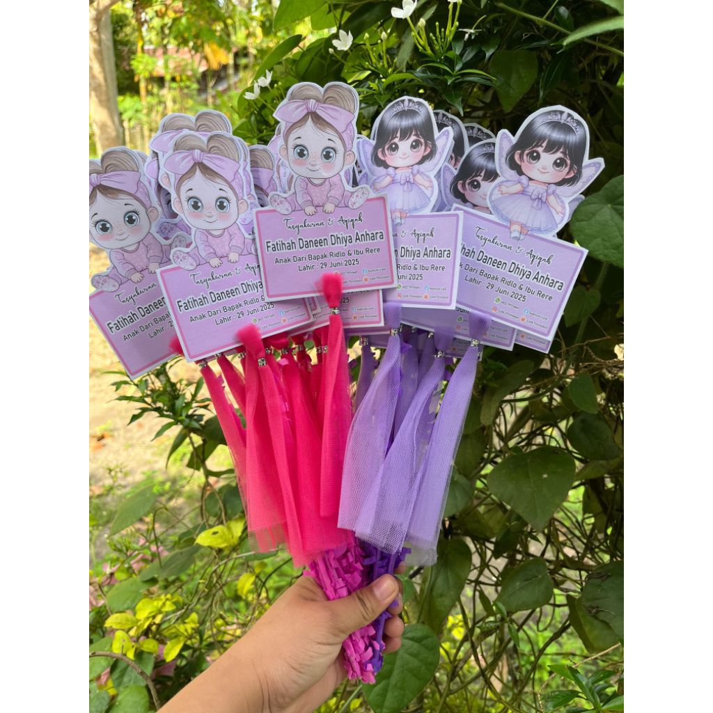 Bendera Aqiqah Cukuran Karakter + Jaring Telur Lucu