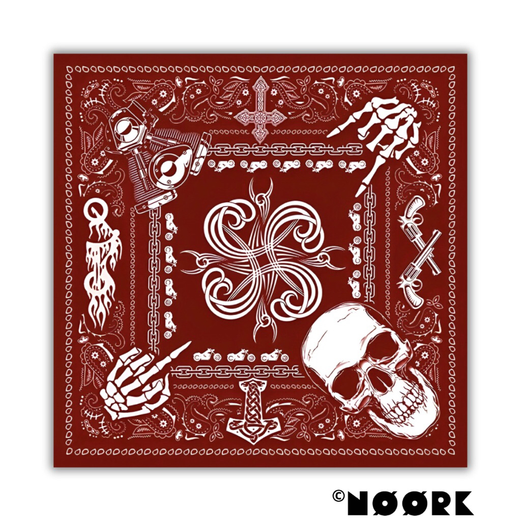 NOORK - Slayer Bandana Syal Scarf Mask Premium Motif Tengkorak Skull Motorcycle Red