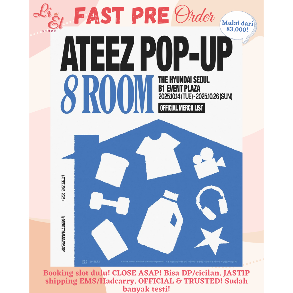 [Jastip Handcarry/EMS/ PO ONLINE/OFFLINE] READY ATINY RING Ateez 7th Anniversary Official POP-UP MD 