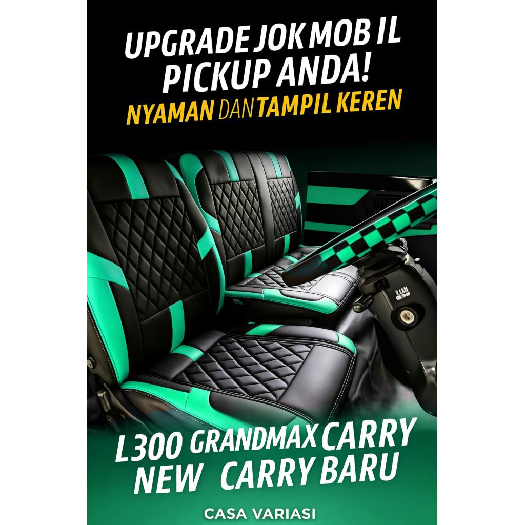 UPGRADE Sarung Jok Mobil Pickup Anda,ApvMegaCarry, DfskSupercab, New Carry Baru, Zebra Pickup,L300,G