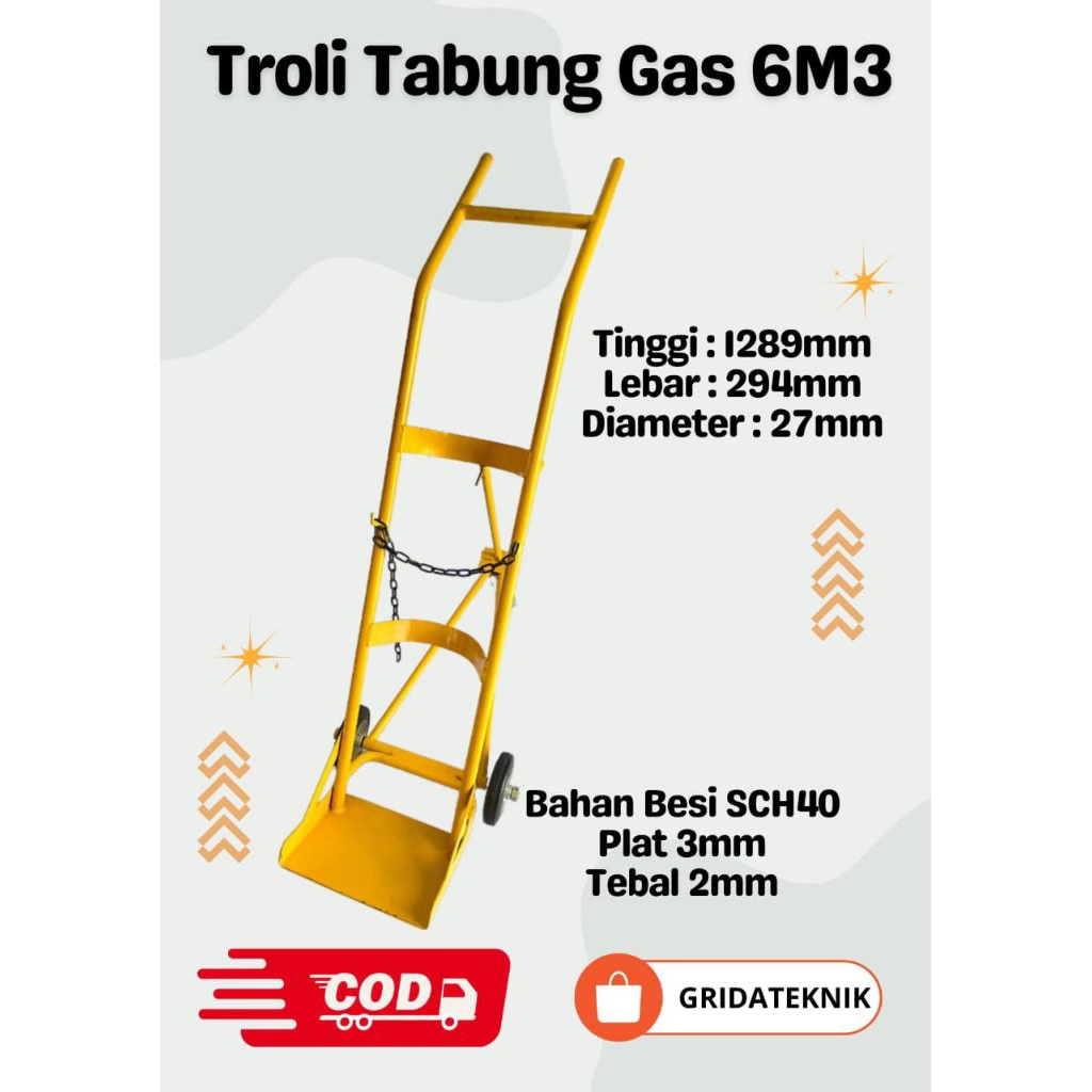 TROLI TABUNG GAS OKSIGEN 6M3