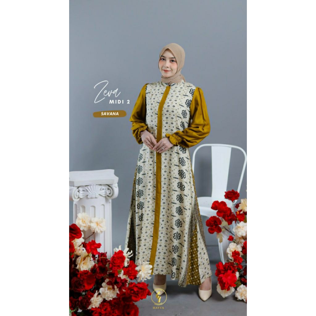 ZEVA MIDI BY HAYFA // MIDI DRESS RAYON PREMIUM DAILY SIMPLE MOTIV ETNIK