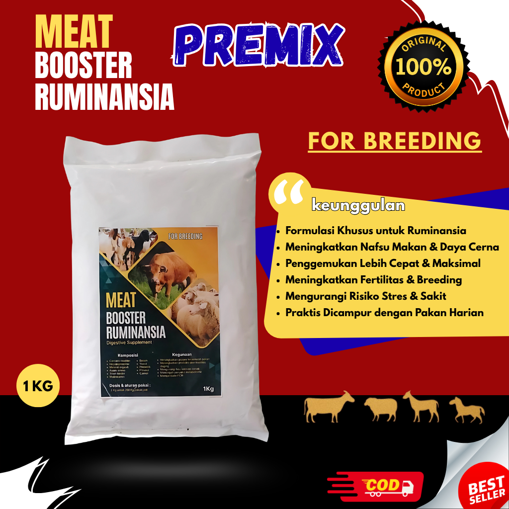 Premix Meat Booster Ruminansia Breeding Premik Ternak Breeding Suplemen Penggemukan Sapi Kambing  Vi