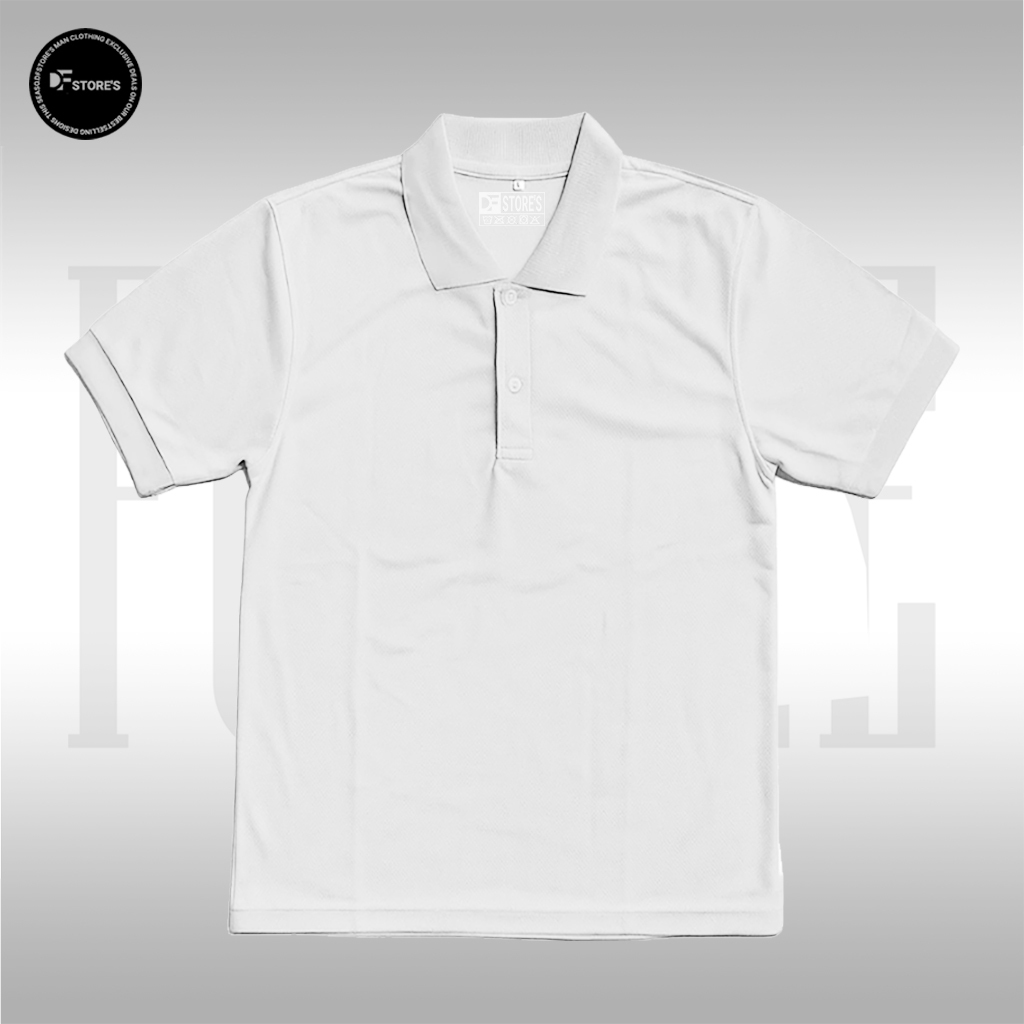 DFstore's Kaos Polo Lengan Pendek Polos Terkeren Pria & Wanita Baju Kerah - Putih