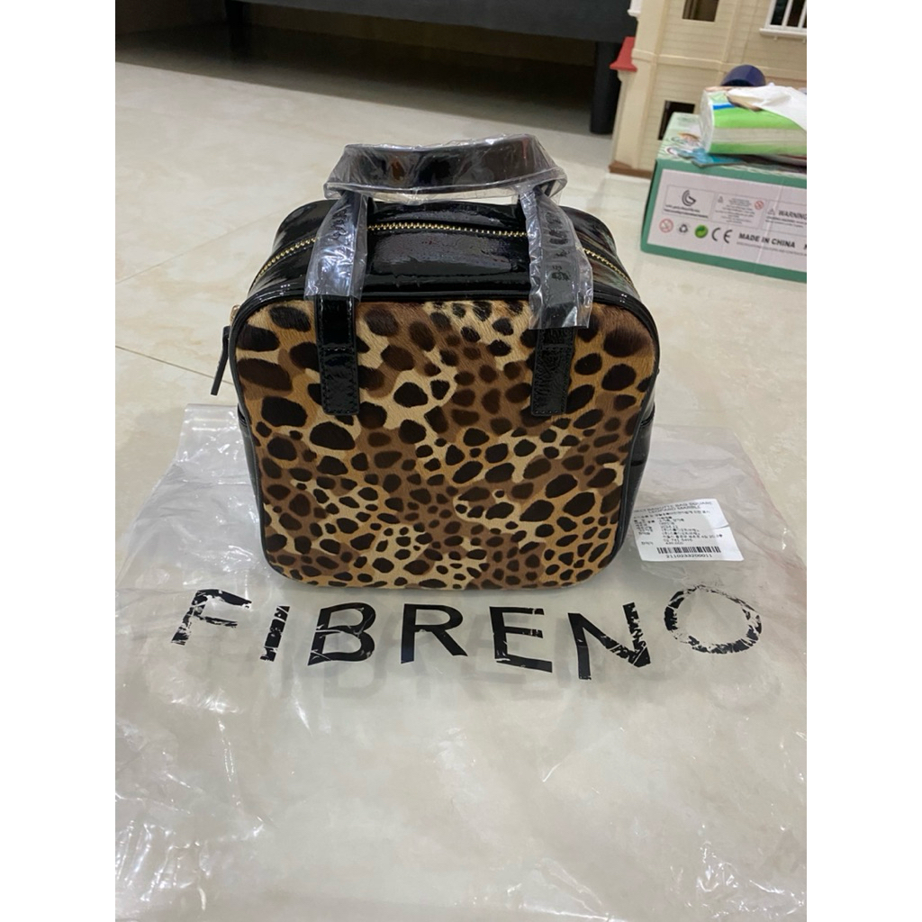 TAS FIBRENO-DIECI BAGUTTE BAG SQUARE LEOPARD MARBLE