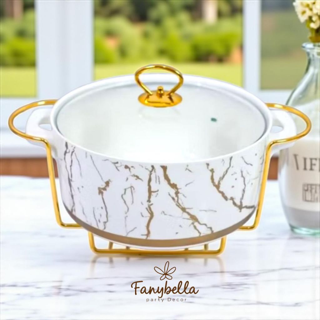 mangkuk prasmanan keramik mewah marble import