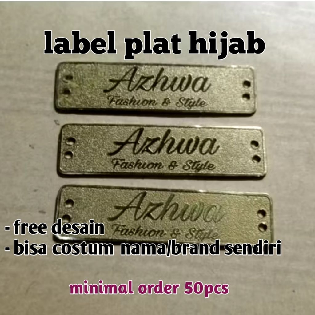 label plat hijab costum nama sendiri