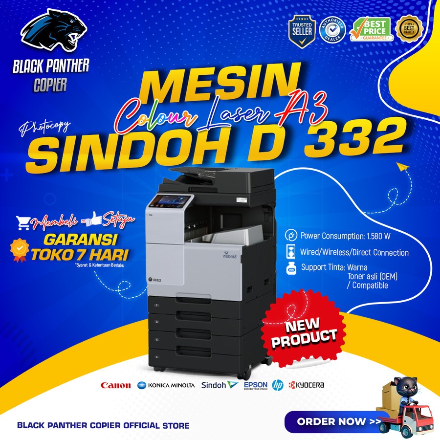 Mesin Fotocopy Warna A3 Machine Sindoh D332 Rekondisi Second Siap Pakai