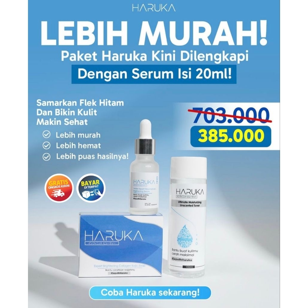 Haruka Paket Skincare Untuk Flek Hitam Original - Sabun + Serum 20ml + Toner