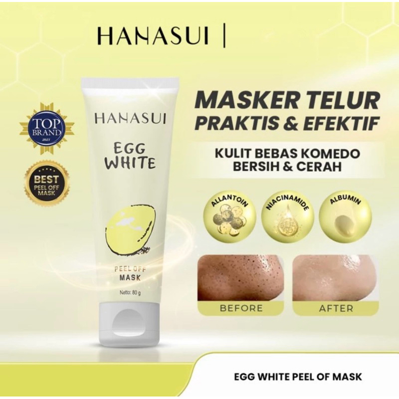MASKER HANASUI PEEL OFF EGG WHITE MENGHILANGKAN BEKAS JERAWAT