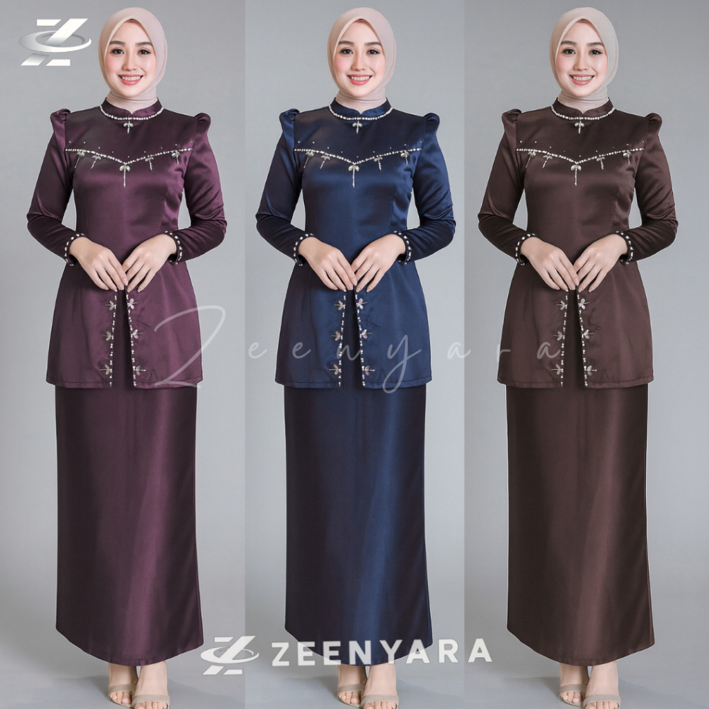 Valeria Setelan Baju Kurung Melayu Wanita Modern Slimfit One Set Pakaian Kondangan Tunik Kebaya Pest