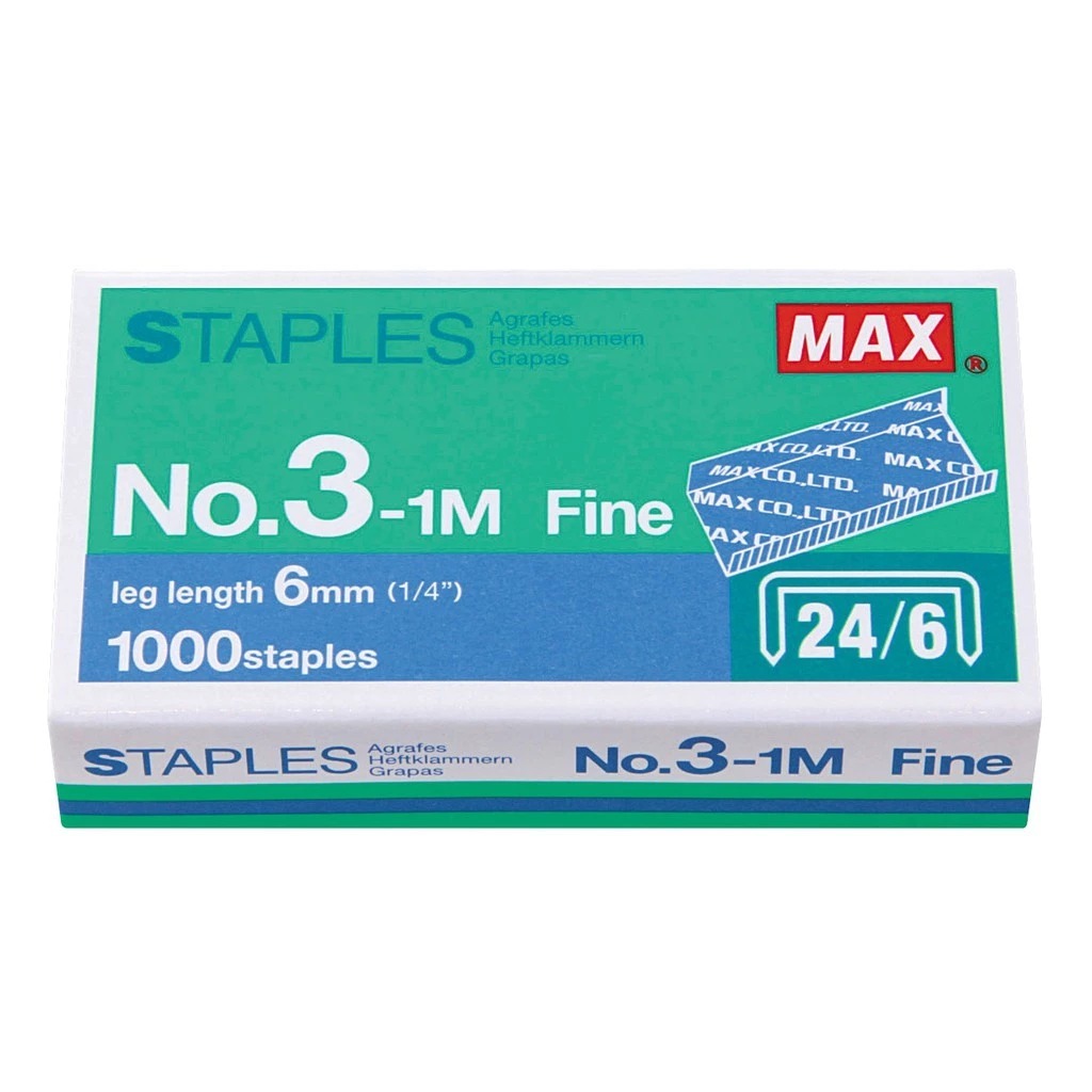 MAX Isi ulang/refill 3-1M isi Stapler Staples Jegrekan Hekter HD 50 Staples Tembak TGA