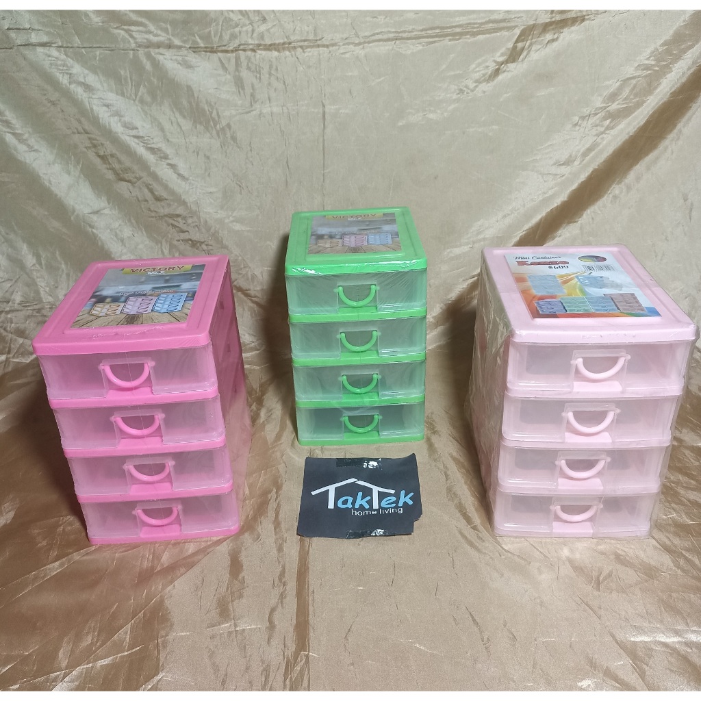 RAK LACI KECIL CONTAINER PLASTIK 4 SUSUN BOX KOTAK WADAH TEMPAT MAKEUP KOSMETIK SIMPEL MINI MULTIFUN