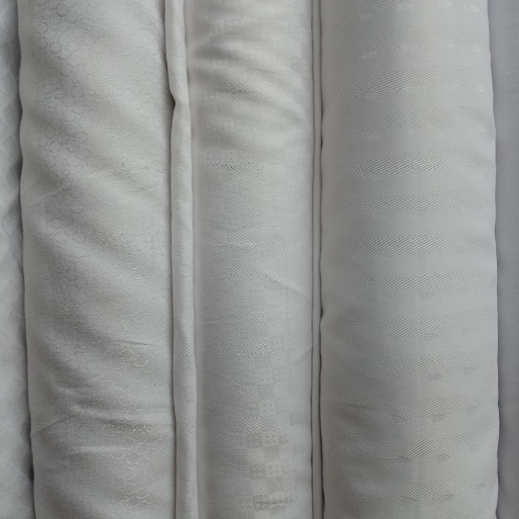 Kain katun Giza putih / Kain katun putih premium/ Kain katun putih emboss