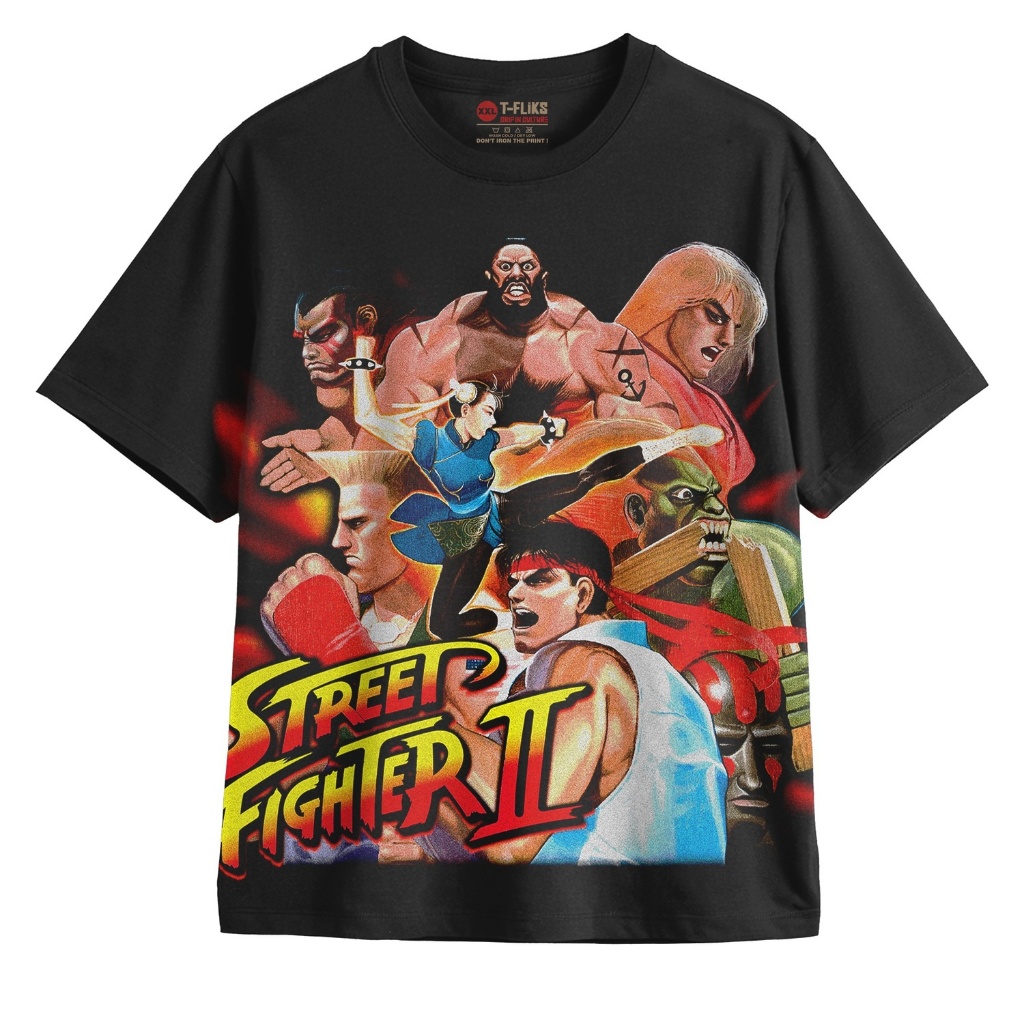Original STREET FIGHTER 2 KAOS GAME TSHIRT OVERSIZE UNISEX HITAM - TFLIKS Unisex Tee