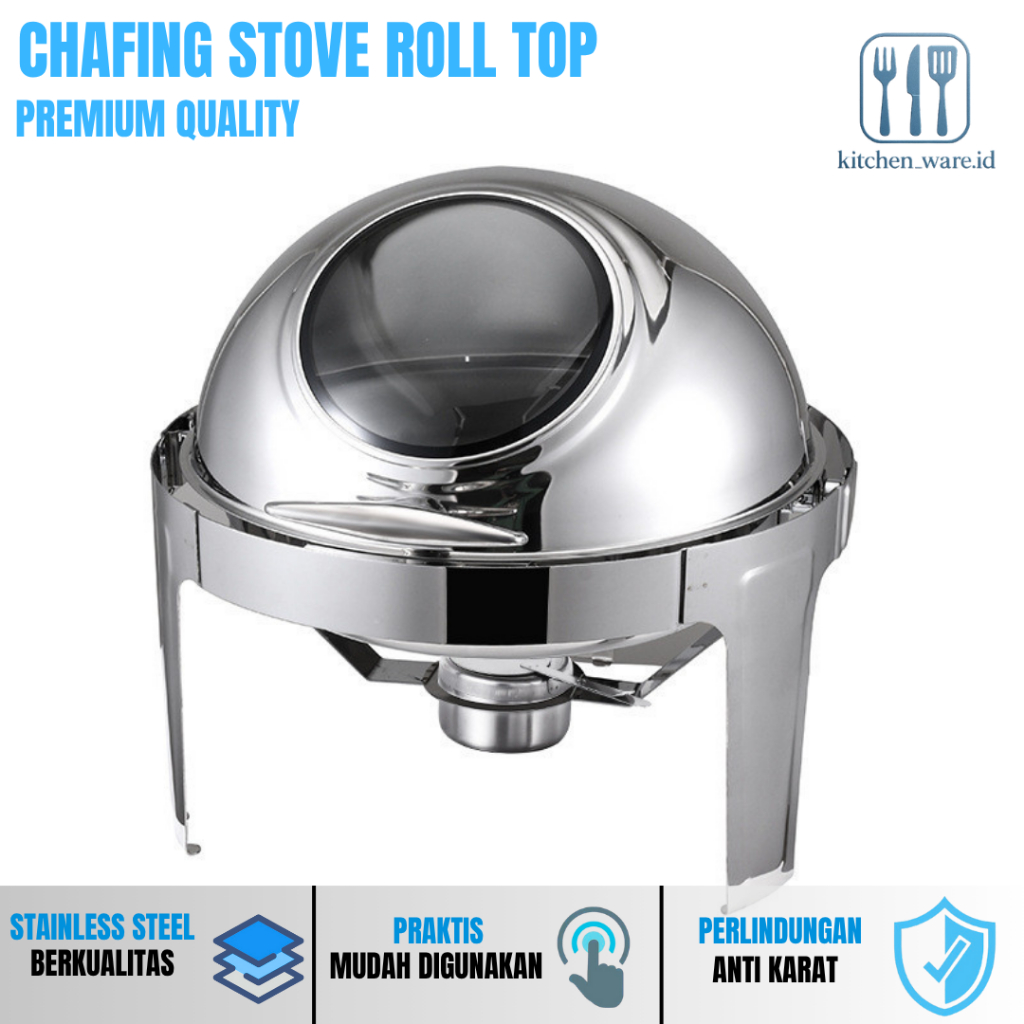King Balance RollTop Bulat Prasmanan Chaving Dish Bulat stainless Tempat Menaruh Makanan Prasmanan