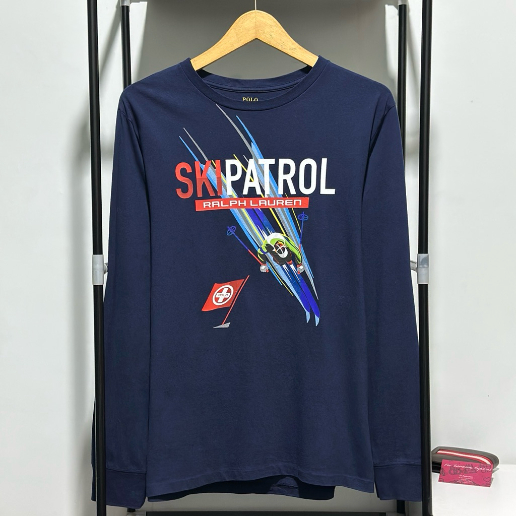 Long Sleeve Rib T Shirt Youth XL Navy