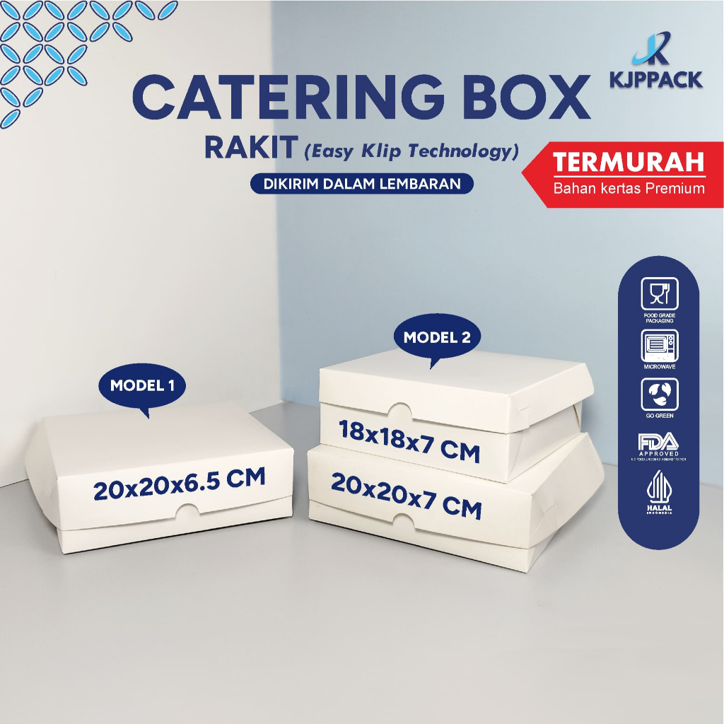 KJPPACK DUS NASI CATERING 18x18x7cm 20x20x6,5cm IVORY FOODGRADE TAHAN MINYAK DENGAN SEKAT