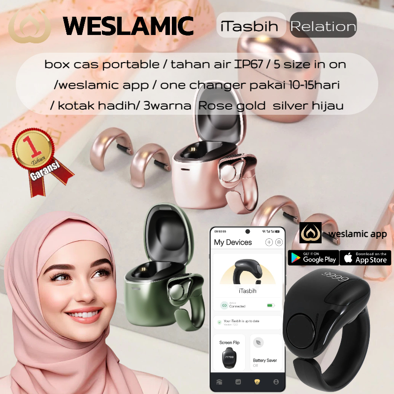 WESLAMIC iTasbih relation Zikr Ring tasbin digital smart tasbih Smart Ring cincin tasbih digital