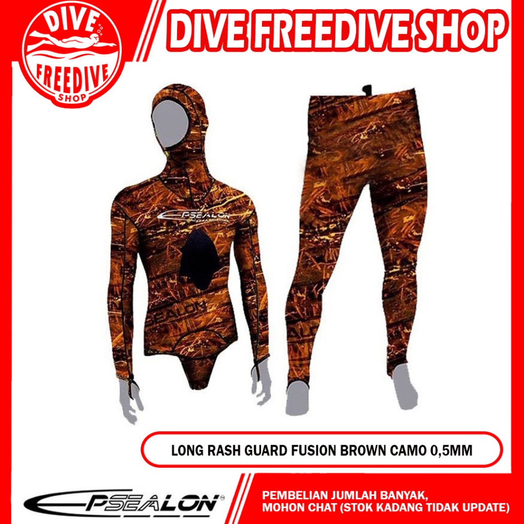 Long Rash Guard Epsealon Fusion Brown 0.5mm Camo Camouflage Wetsuit Scuba Diving Baju Selam Apnea Fr