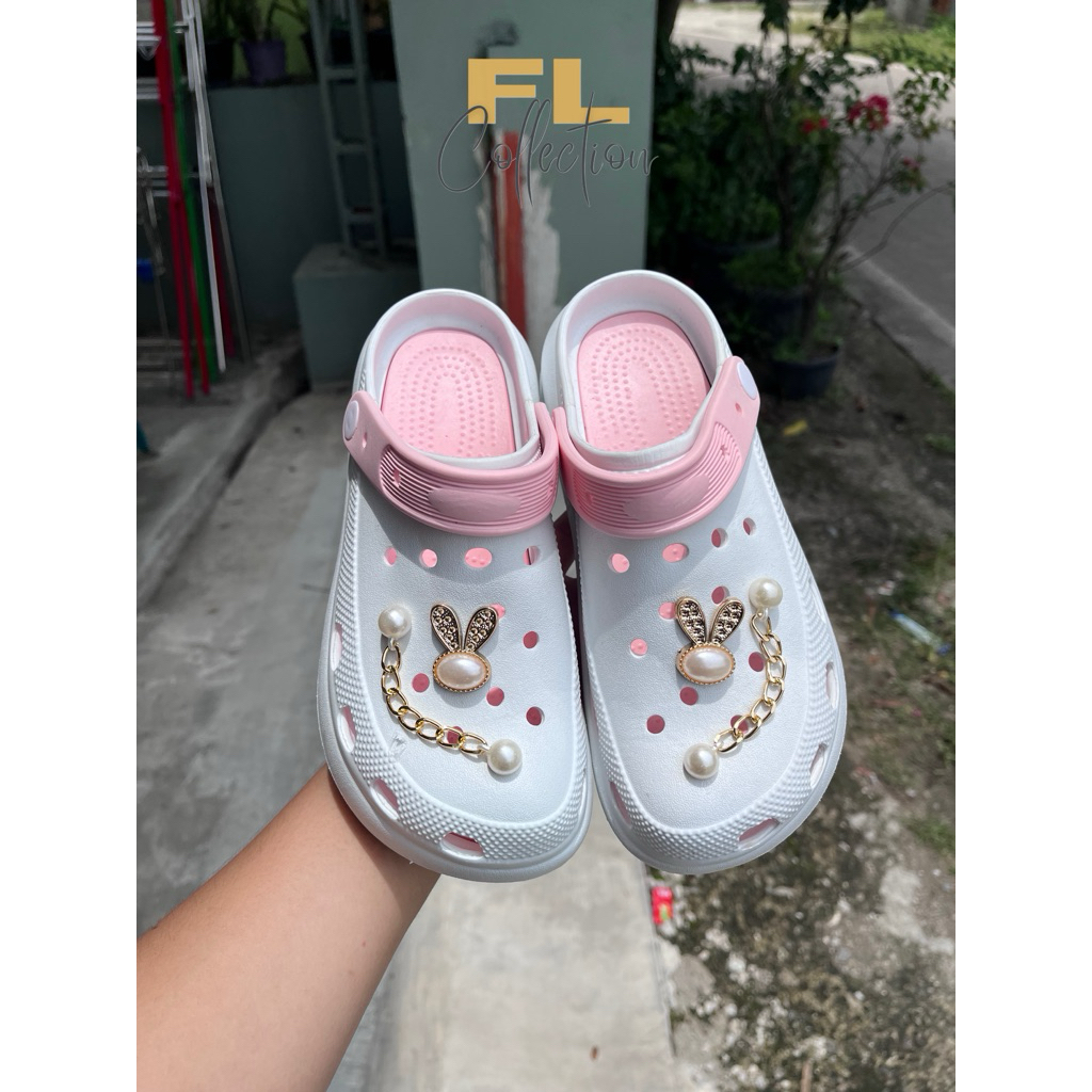 FL - [COD] Sandal Wanita/Sepatu Crocs baim EVA karet Terbaru 2025 motif love