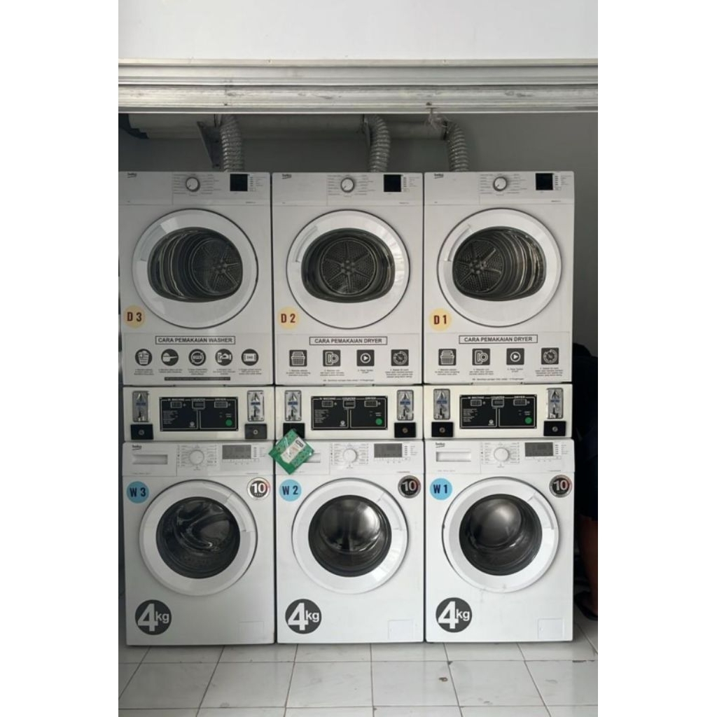 Mesin koin untuk usaha laundry self service beko beko