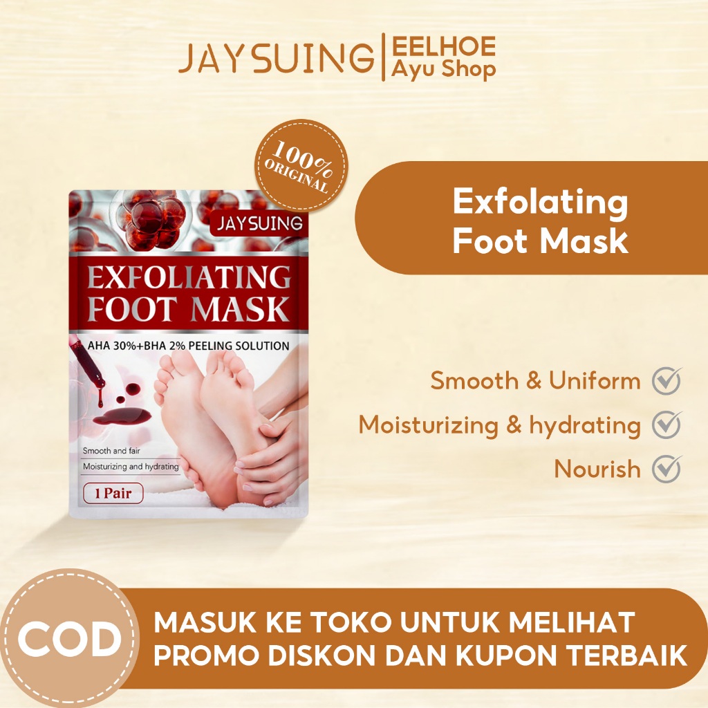 Jaysuing Masker Kaki Pengelupas Kulit Mati 1pcs Masker Kaki Pengelupas Kulit Mati Fruit Acid Exfolia