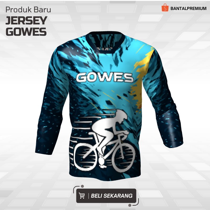 Kaos Jersey Gowes Sepeda Biru Navy Motif Abstrak 08 - Jersey Lengan Panjang