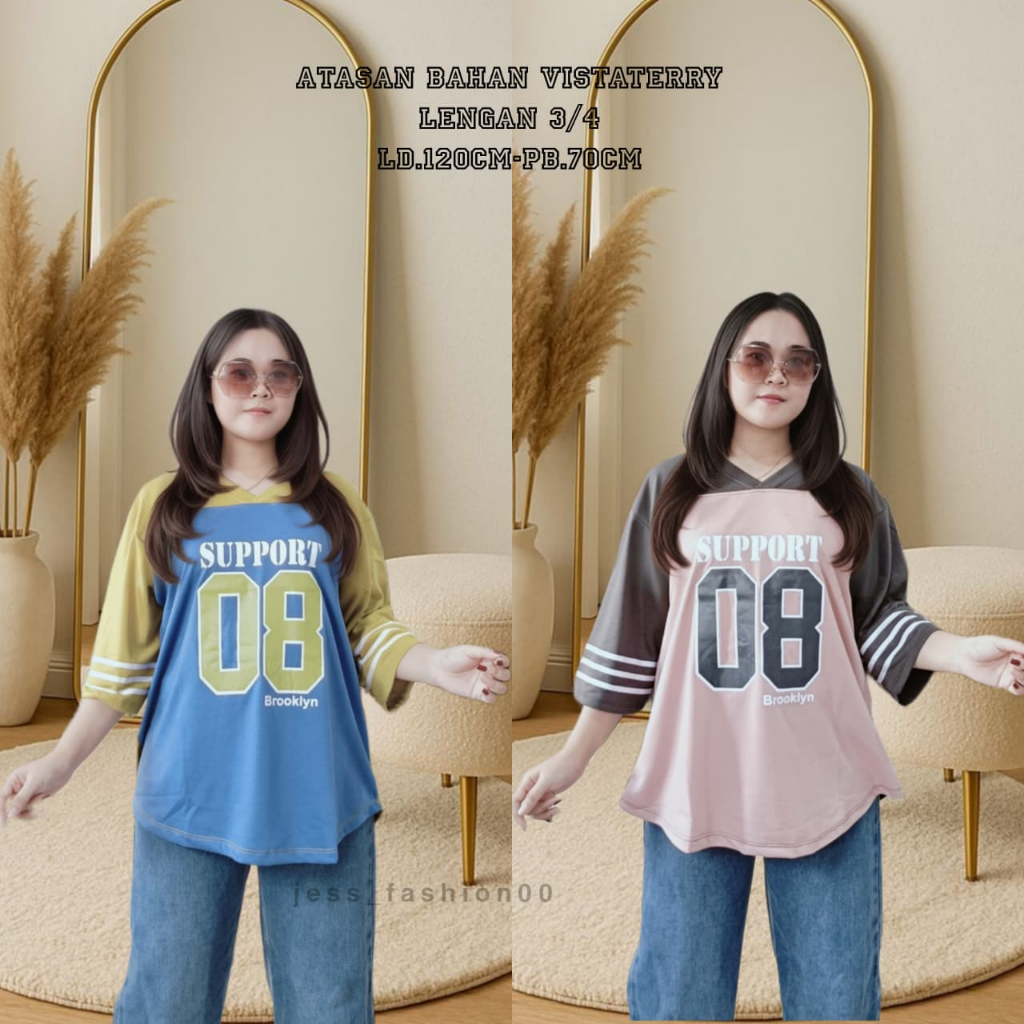 KAOS ANGKA OVERSIZE /ATASAN WANITA/ATASAN KEKINIAN LENGAN  3/4/ATASAN HIJAB Tshirt