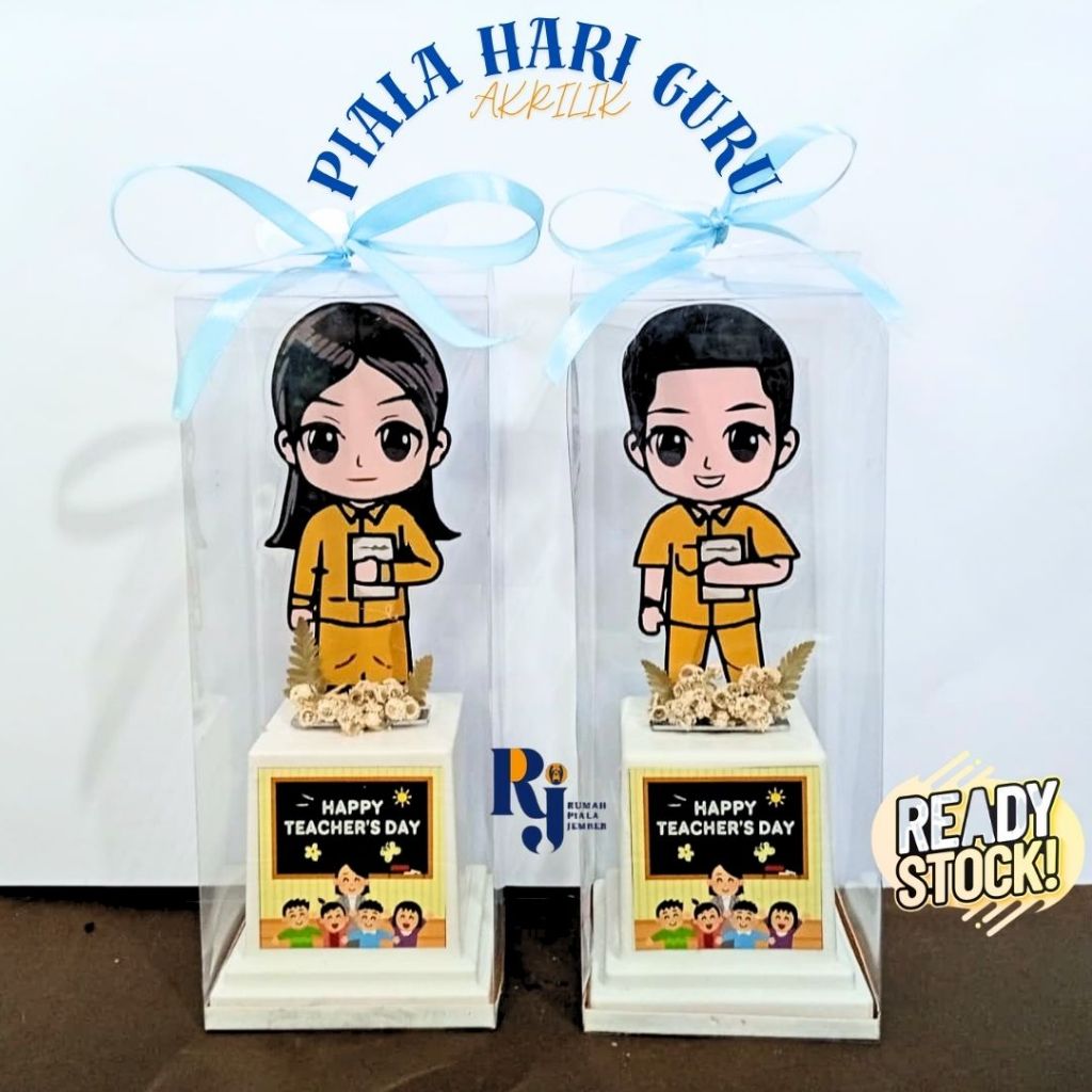 PIALA GURU AKRILIK TATAKAN PUTIH ( MIKA DIJUAL TERPISAH ) Custom Kado Hari Guru Plakat Guru Custom