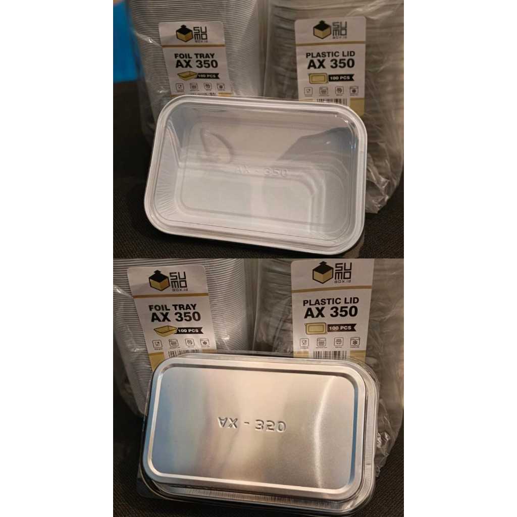ALUMUNIUM TRAY AX 350 + TUTUP PLASTIK ISI 100 PCS
