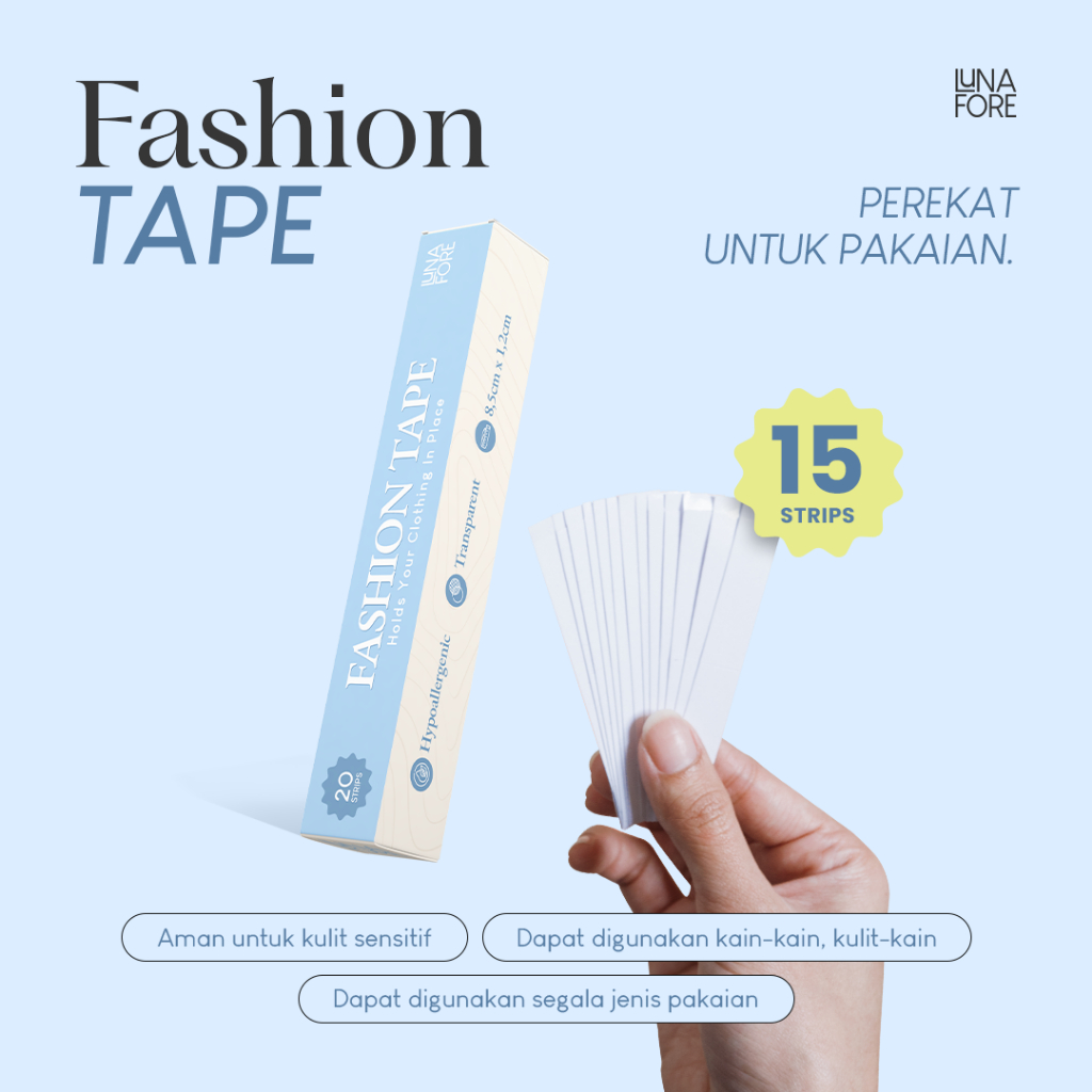 Lunafore Fashion Body Tape 15 Pcs - Perekat Pakaian Transparan / Double Tape Baju Fashion