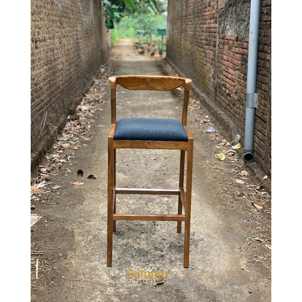 KURSI BAR MINIMALIS KAYU JATI | KURSI BAR ANGSA / KURSI BAR RETRO Tinggi 75cm