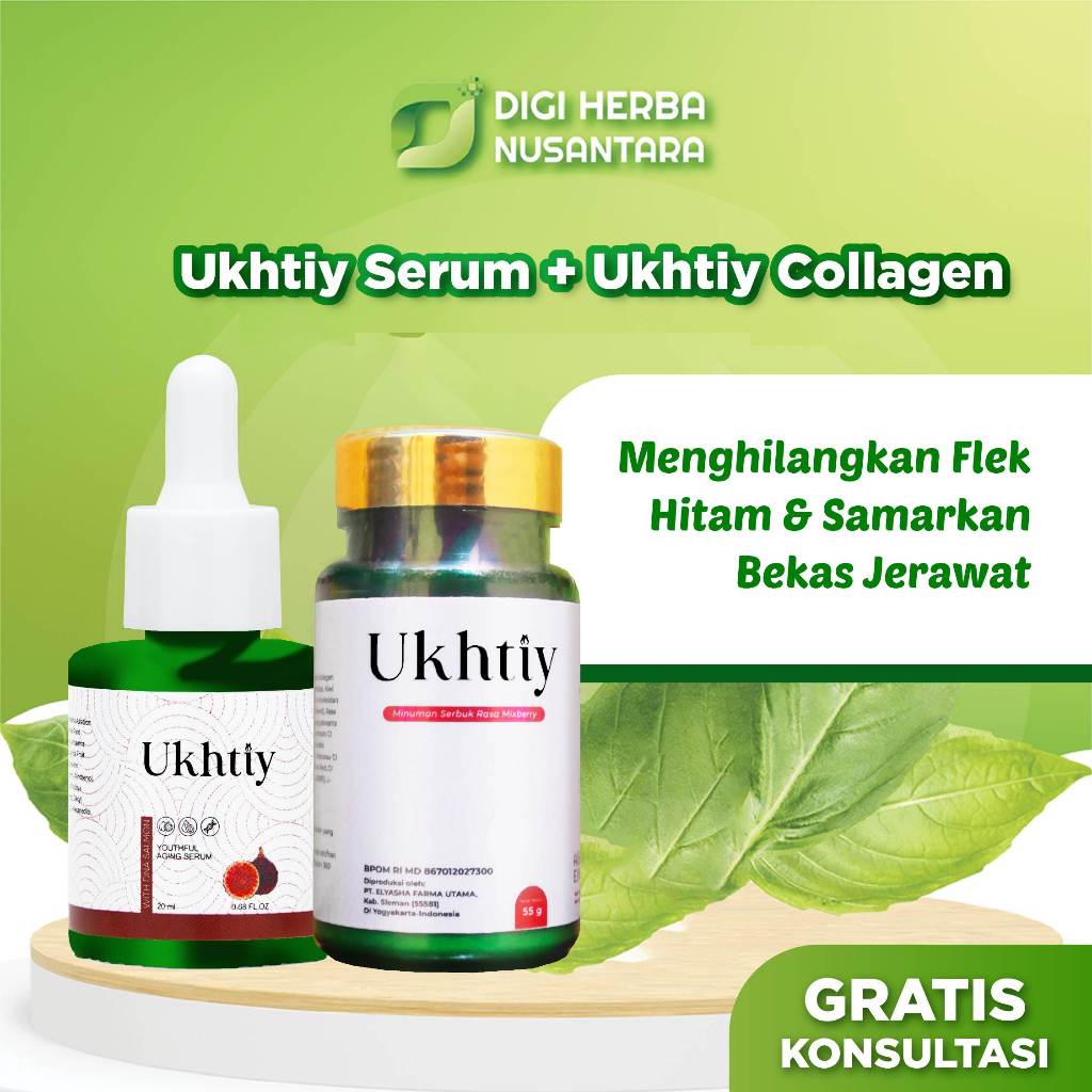 Ukhtiy Serum + Ukhtiy Collagen Drink - Menghilangkan Flek Hitam & Samarkan Bekas Jerawat