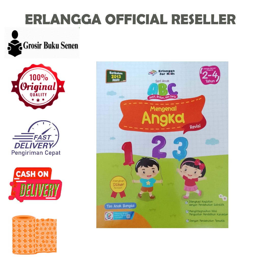 BUKU SERI ANAK ABC - MENGENAL ANGKA 2-4 TAHUN - TIM ANAK BANGSA - ERLANGGA FOR KIDS