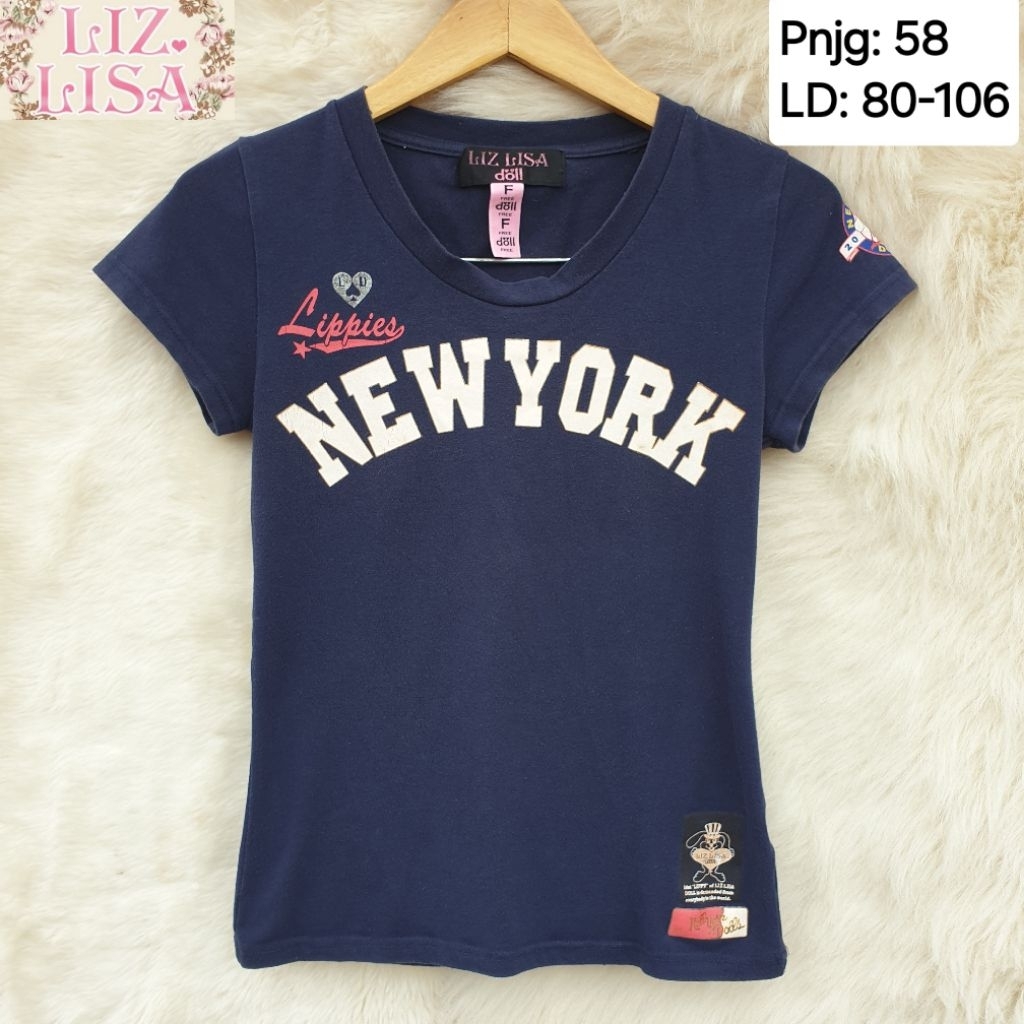 LIZ LISA DOLL Blouse Navy Lengan Pendek Wanita