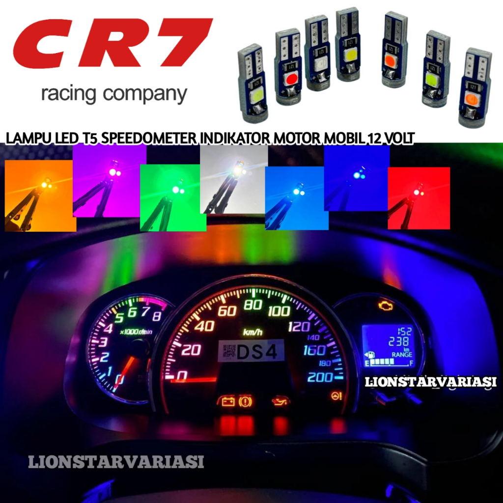2 Pcs Lampu LED T5 Speedometer Lampu Indikator LED Motor Mobil T5 3 Mata LED Speedometer Universal